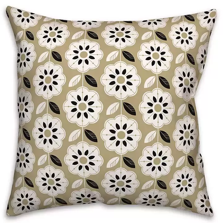 Clearance Gold Mod Flowers Indoor/Outdoor Pillow Outdoor Cushions & Pillows