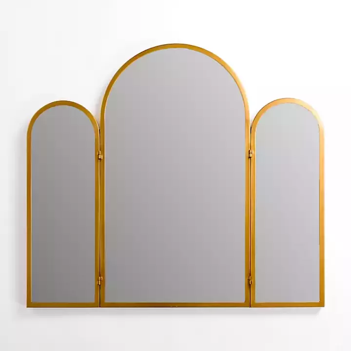 Sale Rounded Edge Trifold Wall Mirror Decorative Mirrors