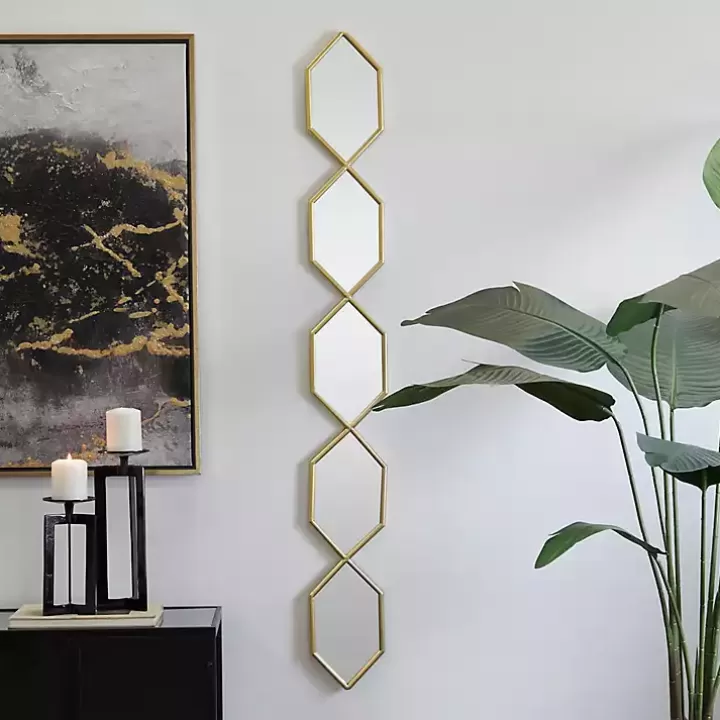 Clearance Slim Stacked Hexagons Wall Mirror Decorative Mirrors