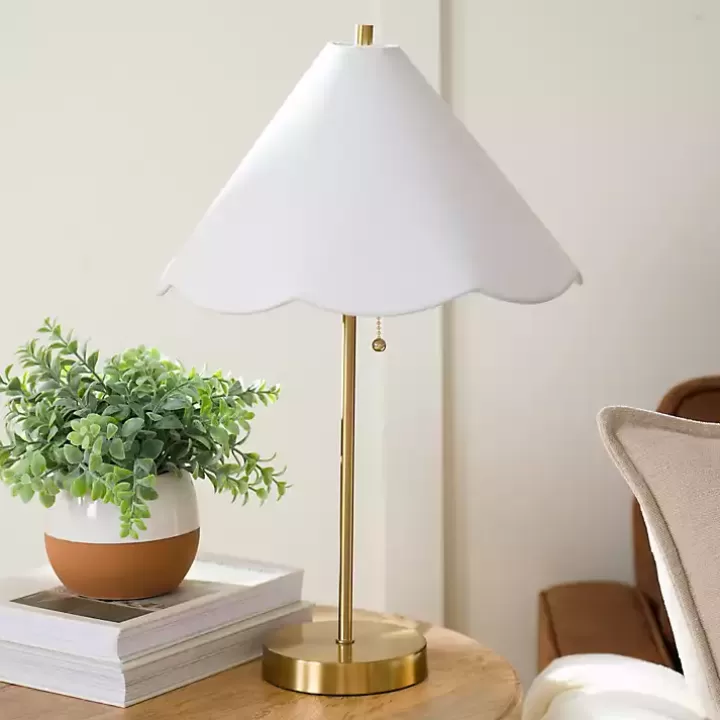 Store Gold Table Lamp with Scalloped Shade Table Lamps