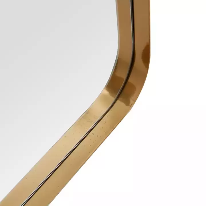 Clearance Gold Thin Iron Frame Curved Corner Mirror Decorative Mirrors