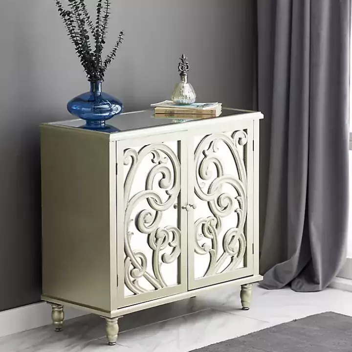 Discount Wood Carved Scroll Mirrored Cabinet Entryway Furniture