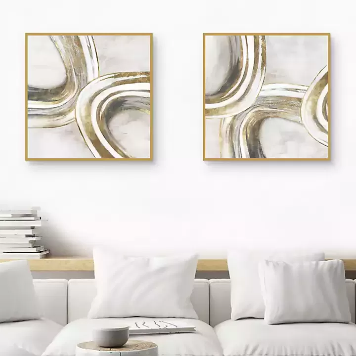 Outlet Golden Contours Framed Canvas Art Prints, Set of 2 Canvas Art