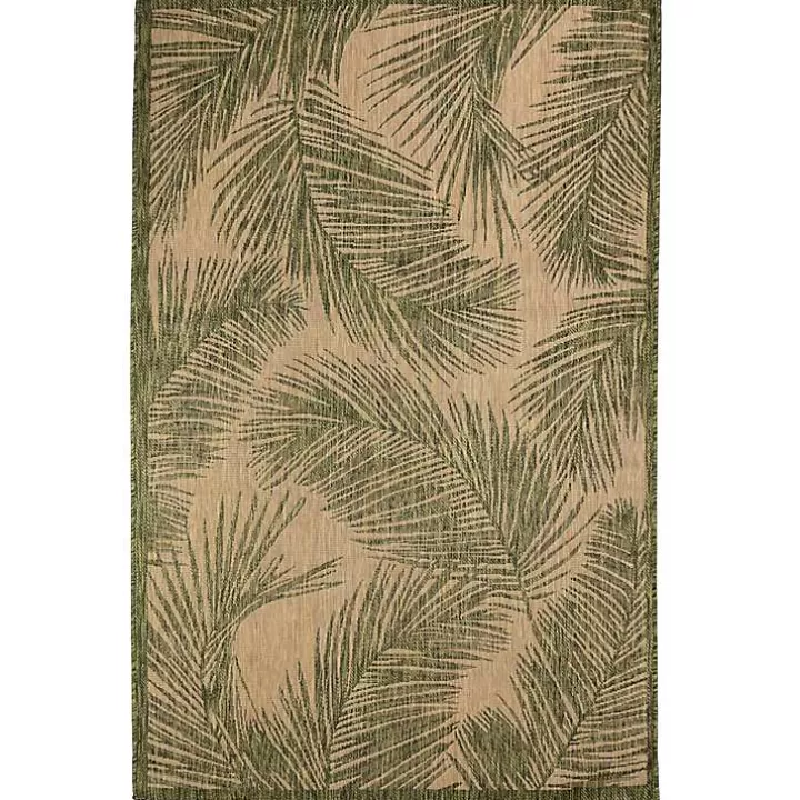 Online Golden Green Palm Leaves Outdoor Area Rug, 7x9 Outdoor Rugs