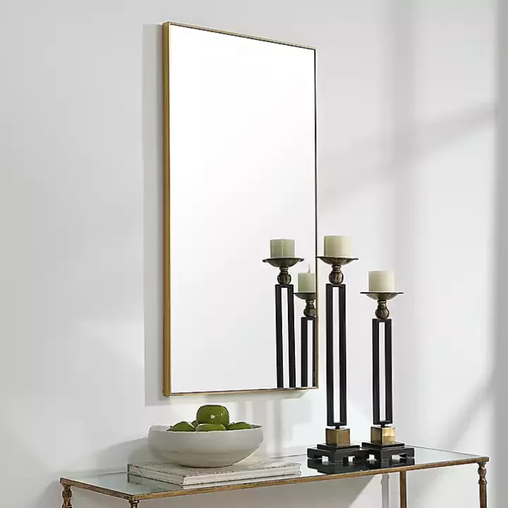 Outlet Golden Simple Rectangular Frame Wall Mirror Framed Mirrors