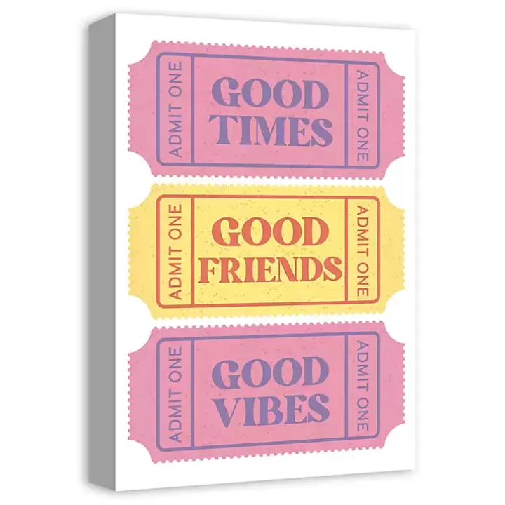 Cheap Good Vibes Ticket Stub Canvas Art Print Wall Quotes & Signs