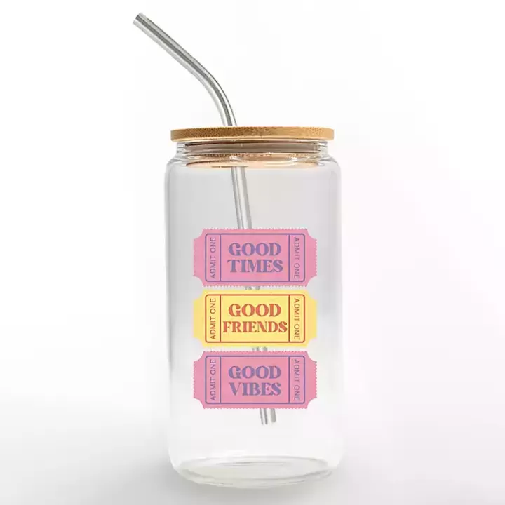 Sale Good Vibes Ticket Stub Glass Tumbler Glassware & Drinkware