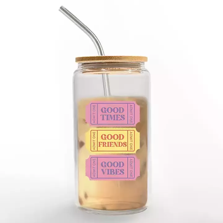 Sale Good Vibes Ticket Stub Glass Tumbler Glassware & Drinkware