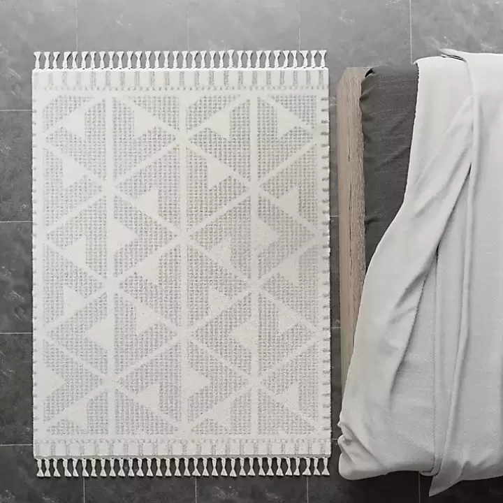 Fashion & White Geometric Shag Area Rug, 8x10 Area Rugs