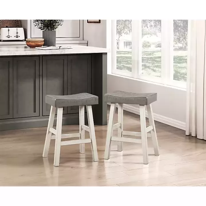 Flash Sale & White Wood Counter Stools, Set of 2 Bar Stools & Counter Height Stools