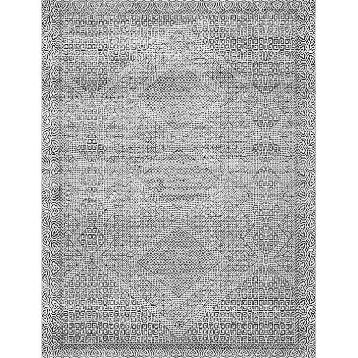 Store Gray Abstract Pattern Washable Area Rug, 4x6 Area Rugs