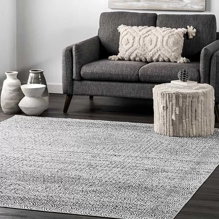 Store Gray Abstract Pattern Washable Area Rug, 4x6 Area Rugs