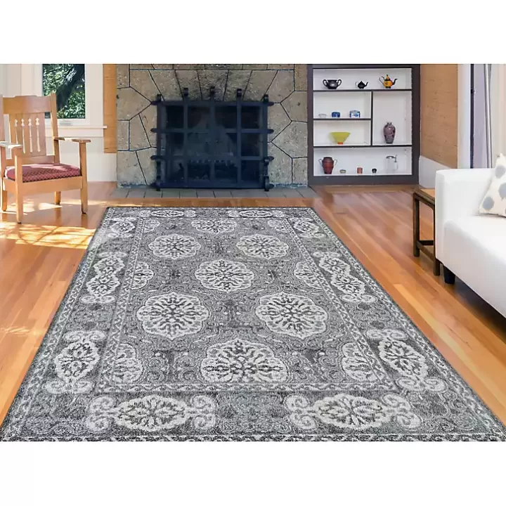 Discount Gray and Blue Alex Area Rug, 5x7 Area Rugs