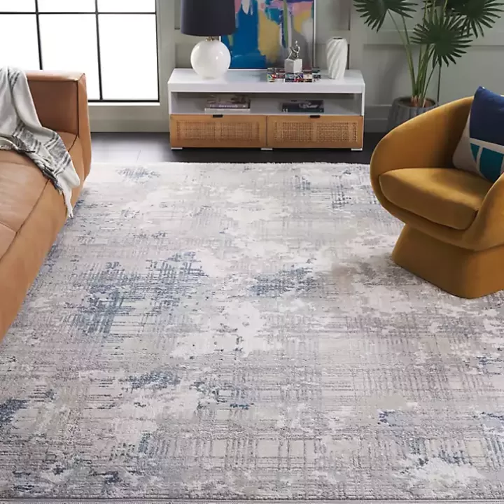 Flash Sale Gray and Blue Whisper Abstract Area Rug, 8x10 Area Rugs