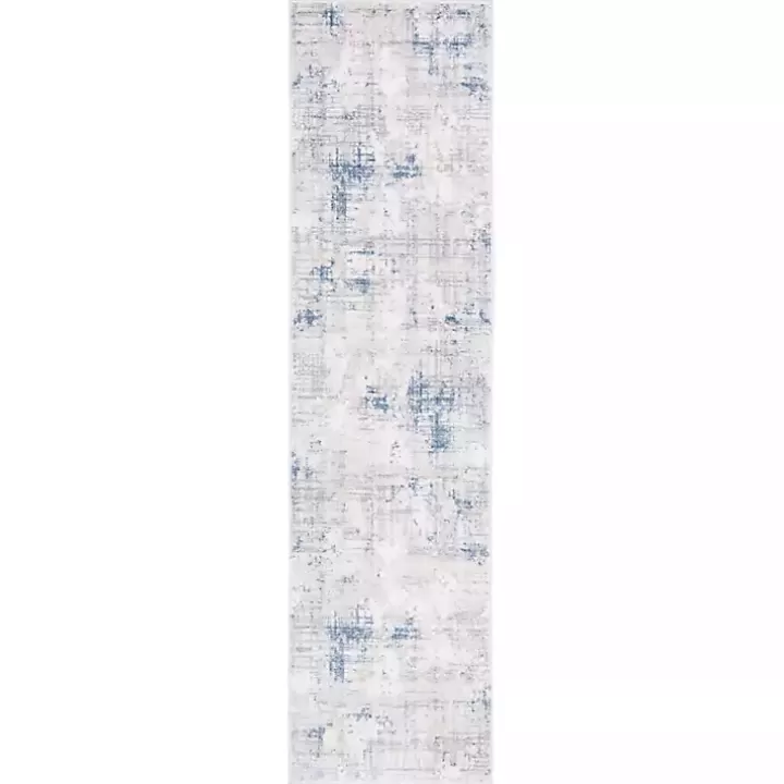 New Gray and Blue Whisper Abstract Runner, 2x8 Area Rugs