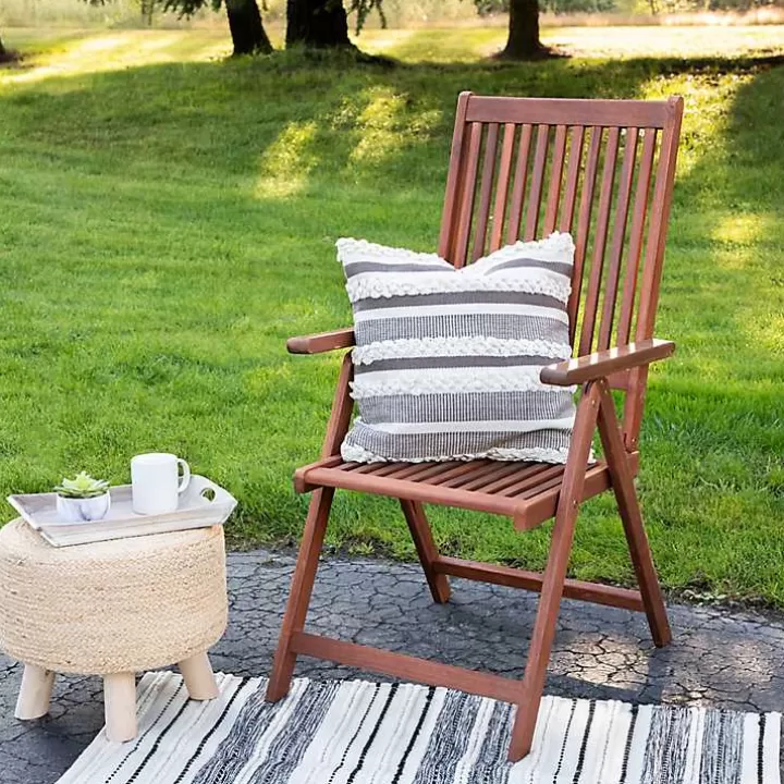 Flash Sale Gray and Cream Striped Indoor/Outdoor Pillow Outdoor Cushions & Pillows