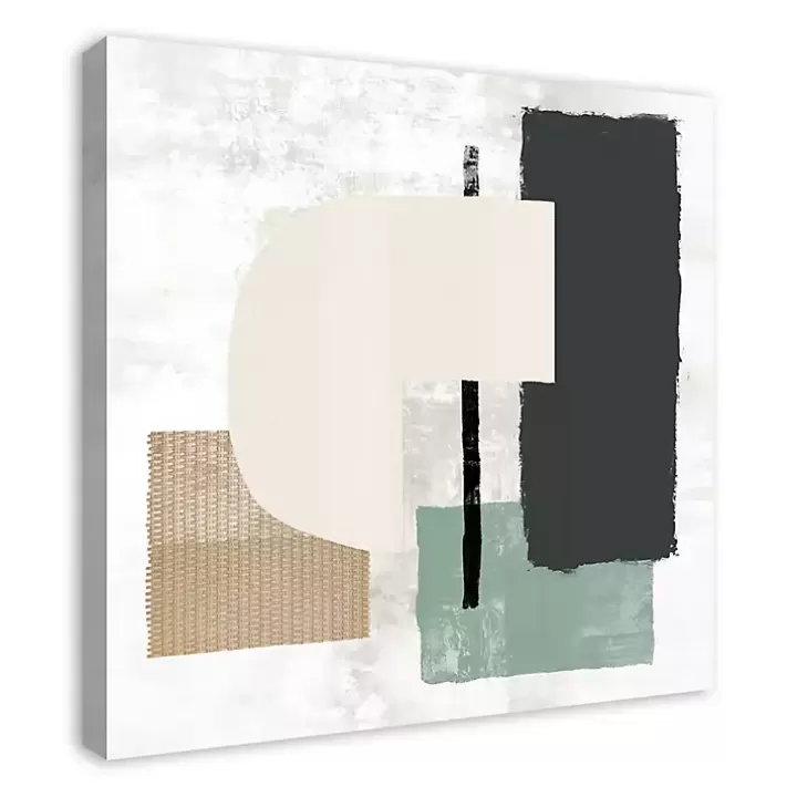 Outlet Gray and Green Abstract Geometric Canvas Wall Art Canvas Art