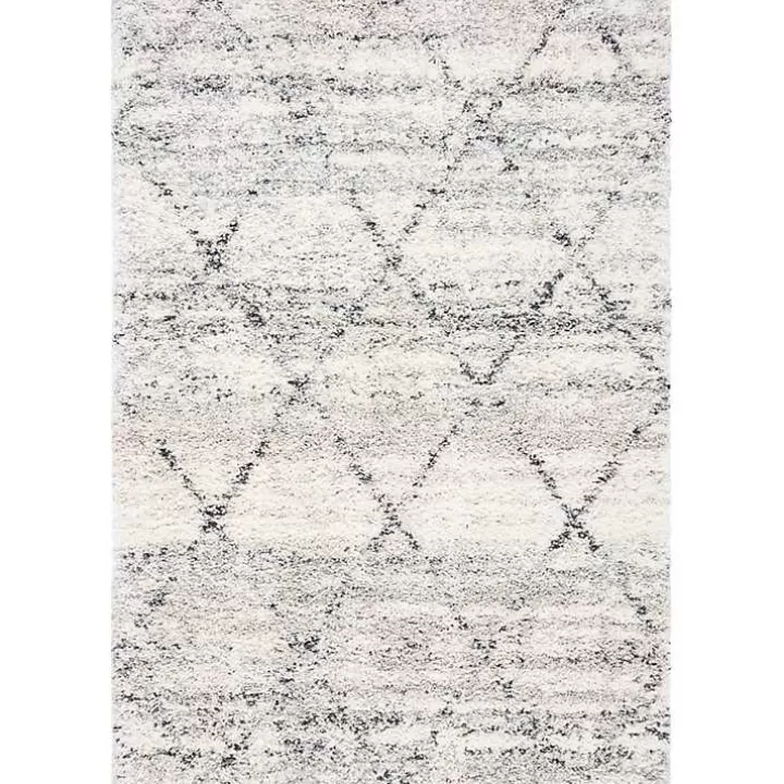 Outlet Gray and Ivory Fontana Shag Area Rug, 5x7 Area Rugs