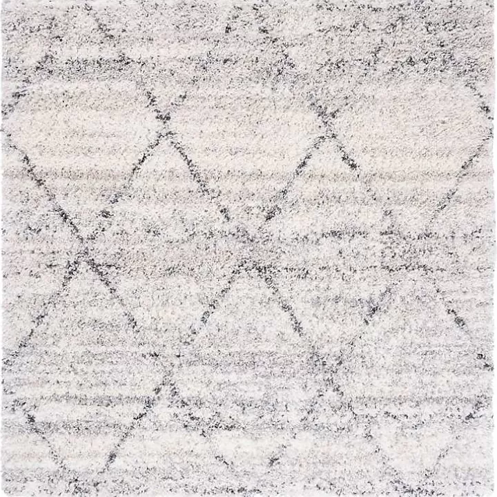 Online Gray and Ivory Fontana Shag Area Rug, 6x6 Area Rugs