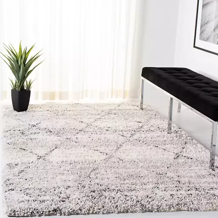 Outlet Gray and Ivory Fontana Shag Area Rug, 5x7 Area Rugs