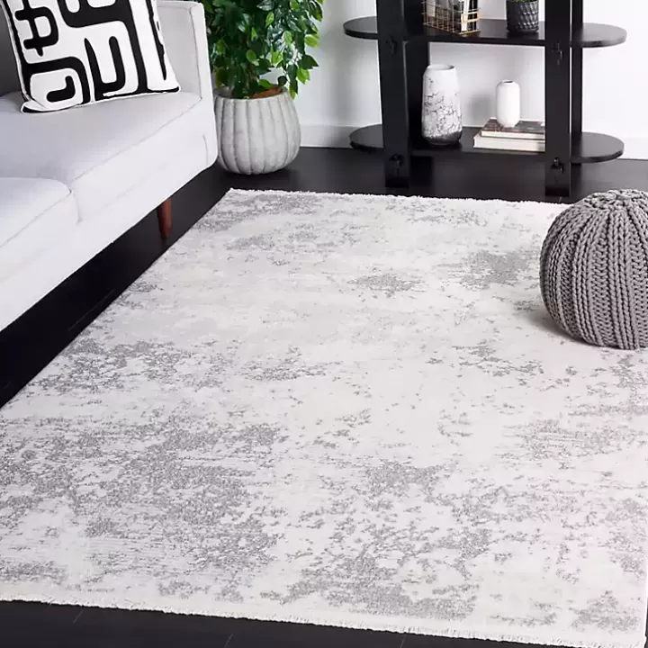 Store Gray and Ivory Whisper Abstract Area Rug, 5x7 Area Rugs