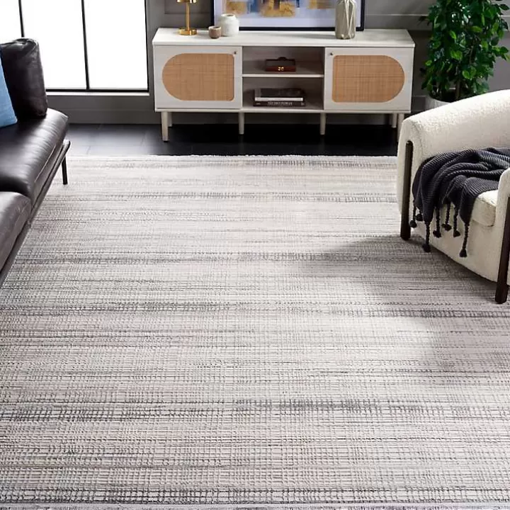 Flash Sale Gray and Ivory Whisper Striated Area Rug, 8x10 Area Rugs
