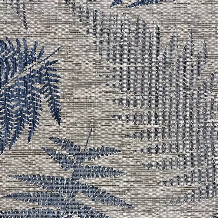 Sale Gray and Navy Falling Ferns Outdoor Area Rug, 5x7 Outdoor Rugs