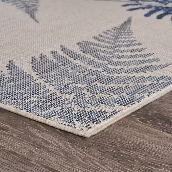 Sale Gray and Navy Falling Ferns Outdoor Area Rug, 5x7 Outdoor Rugs