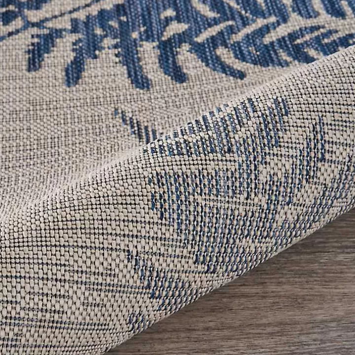 Sale Gray and Navy Falling Ferns Outdoor Area Rug, 5x7 Outdoor Rugs