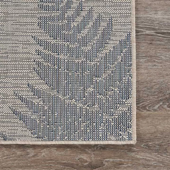 Sale Gray and Navy Falling Ferns Outdoor Area Rug, 5x7 Outdoor Rugs