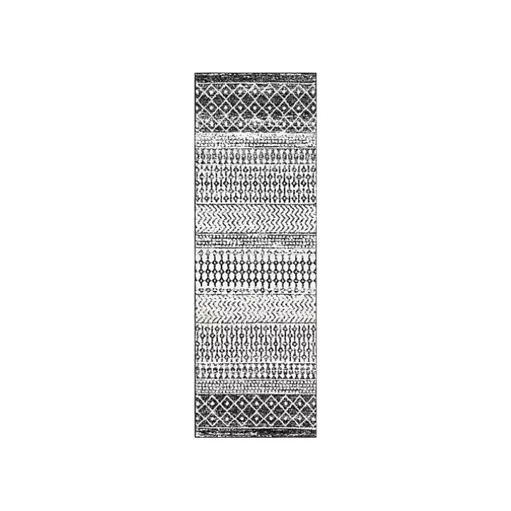 Discount and White Moroccan Pattern Runner, 2x10 Area Rugs