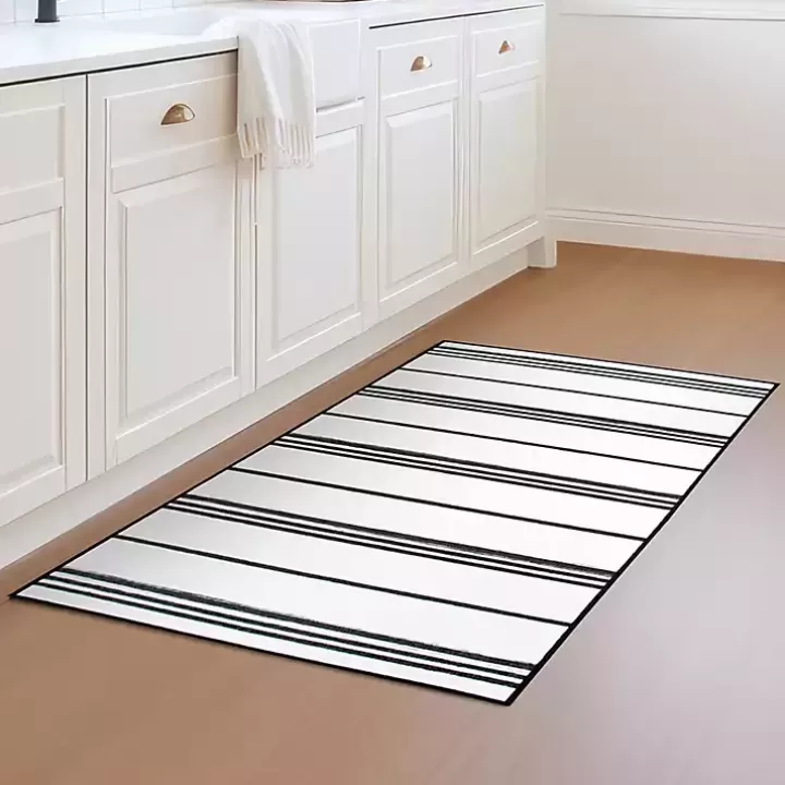 Sale Gray and White Stripe Washable Area Rug, 3x5 Area Rugs