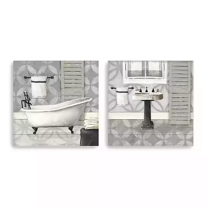 Cheap Gray Bath and Sink Canvas Art Prints, Set of 2 Canvas Art