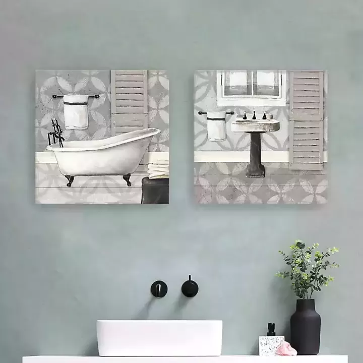 Cheap Gray Bath and Sink Canvas Art Prints, Set of 2 Canvas Art