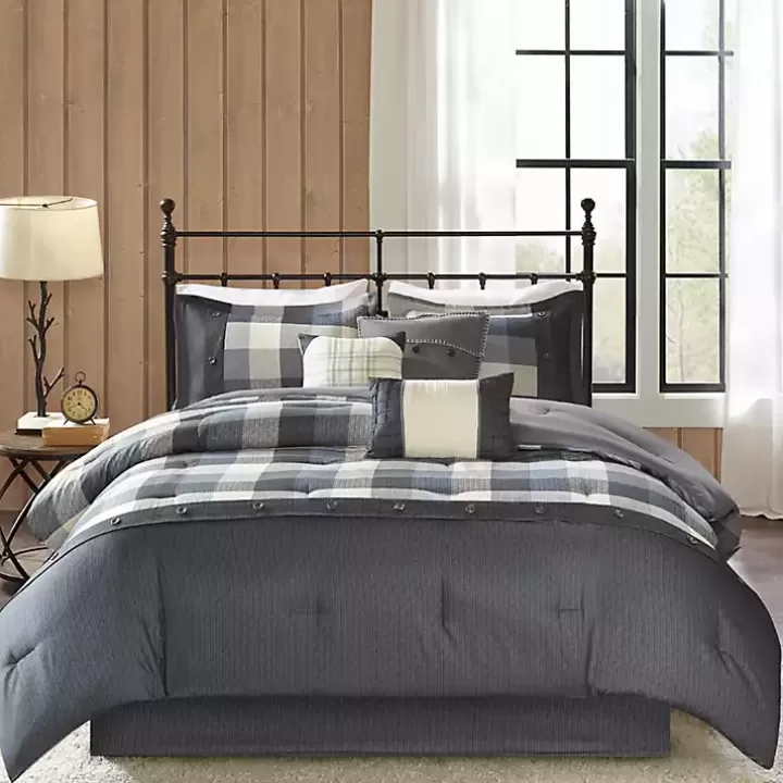 Cheap Gray Check California King 7-pc. Comforter Set Comforters