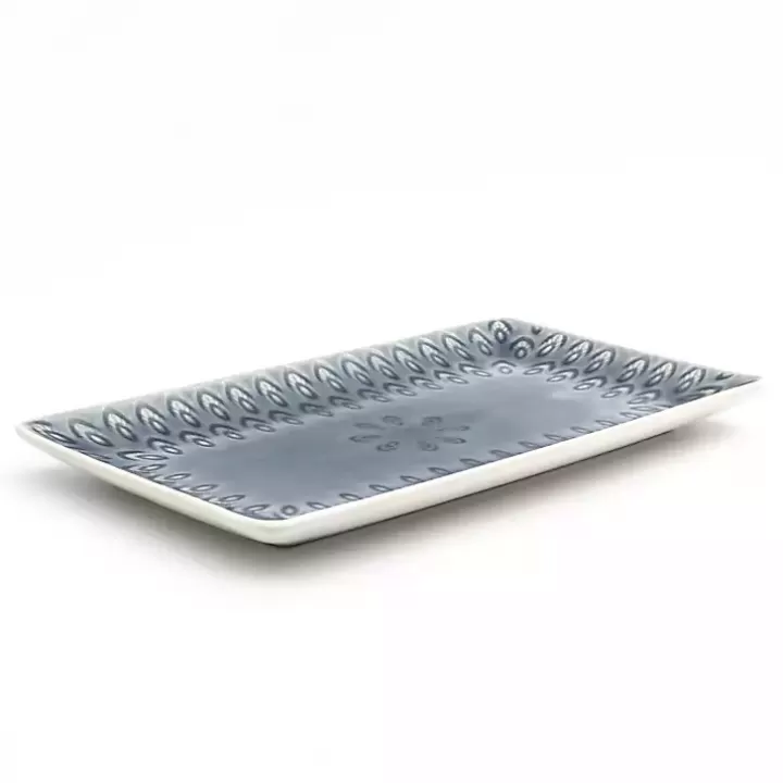 Sale Crackle Glaze Peacock Rectangular Platter Serving & Entertaining