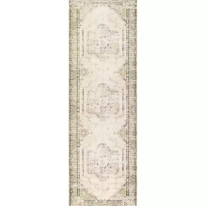 Store Gray Faded Medallion Washable Runner Area Rugs