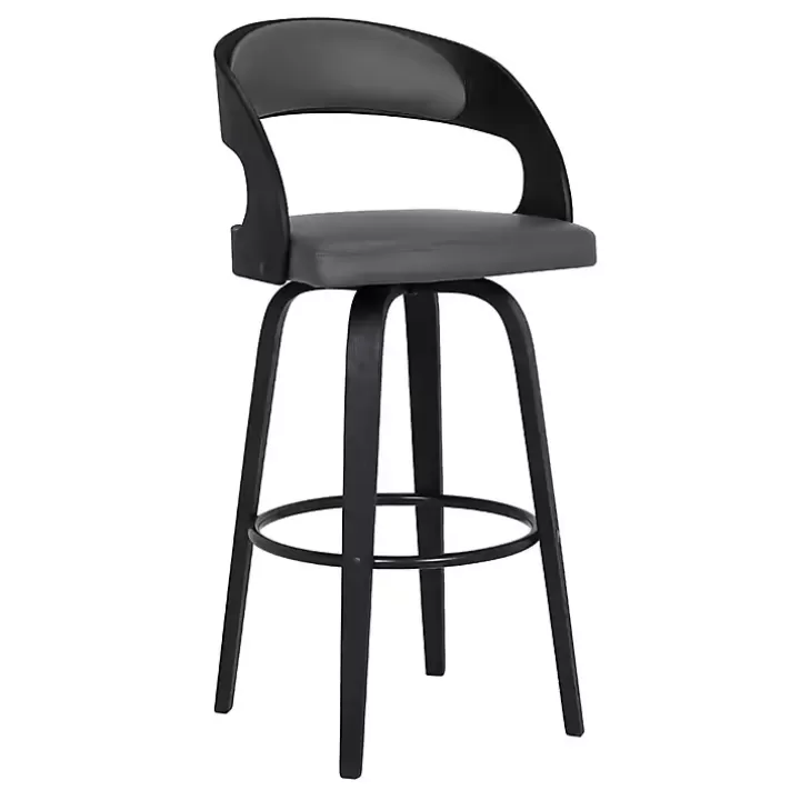 Online Faux Leather Black Wood Sally Counter Stool Bar Stools & Counter Height Stools