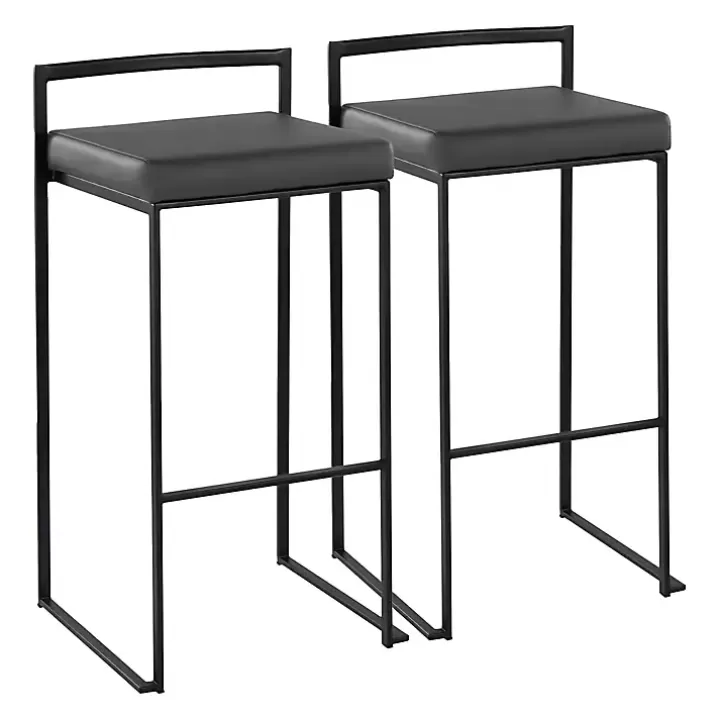 Cheap Faux Leather Stackable Bar Stools, Set of 2 Bar Stools & Counter Height Stools