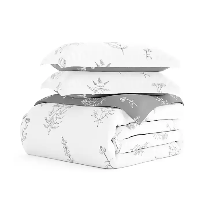 Sale Gray Floral Reversible 2-pc. Twin Duvet Cover Set Duvets