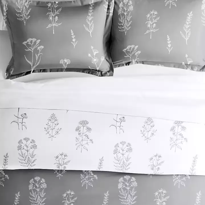 Sale Gray Floral Reversible 2-pc. Twin Duvet Cover Set Duvets