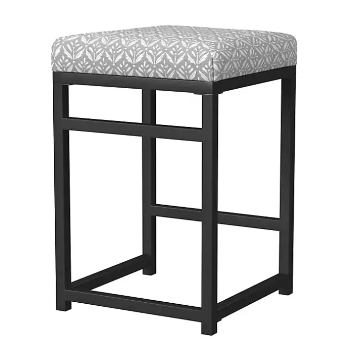 Cheap Gray Floral Upholstered Counter Stool Bar Stools & Counter Height Stools