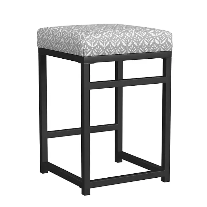 Cheap Gray Floral Upholstered Counter Stool Bar Stools & Counter Height Stools