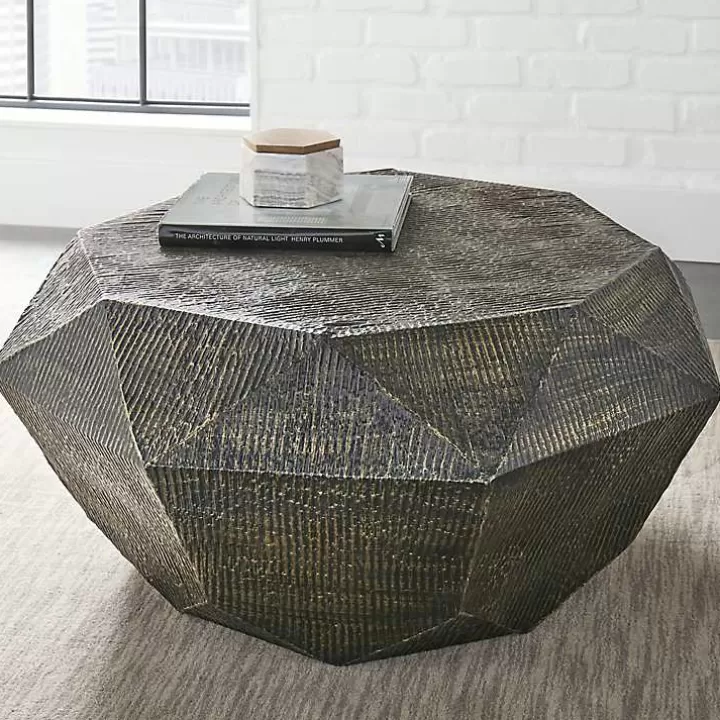 Flash Sale Gray Hand-Stamped Iron Octagonal Coffee Table Coffee Tables