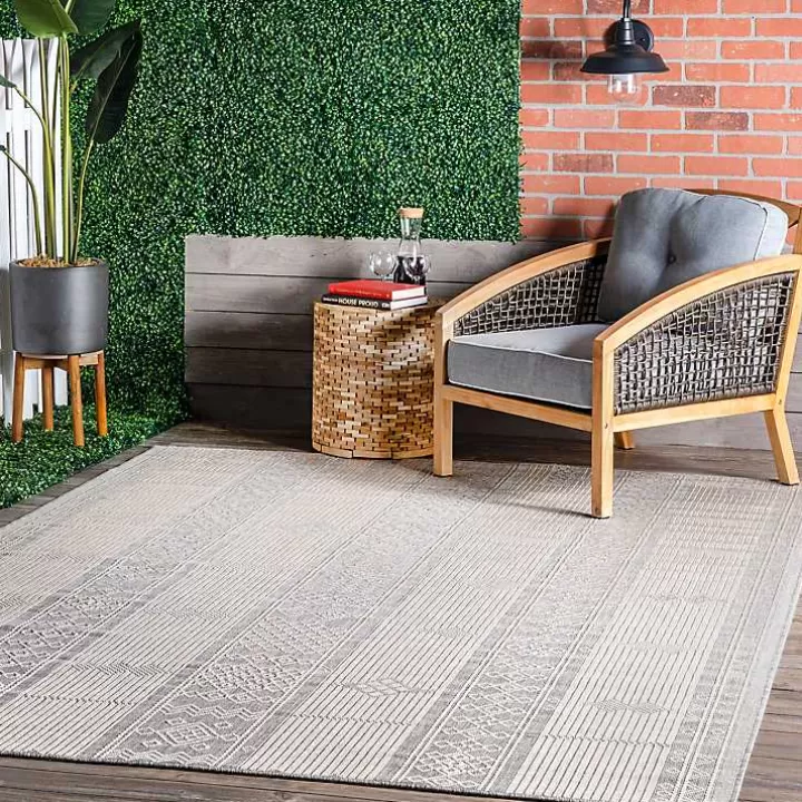 Best Sale Gray Lee Global Stripes Outdoor Area Rug, 5x8 Outdoor Rugs