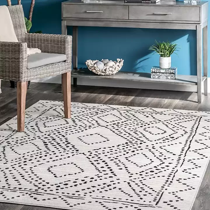 Sale Gray Millie Dotted Trellis Area Rug, 9x12 Area Rugs