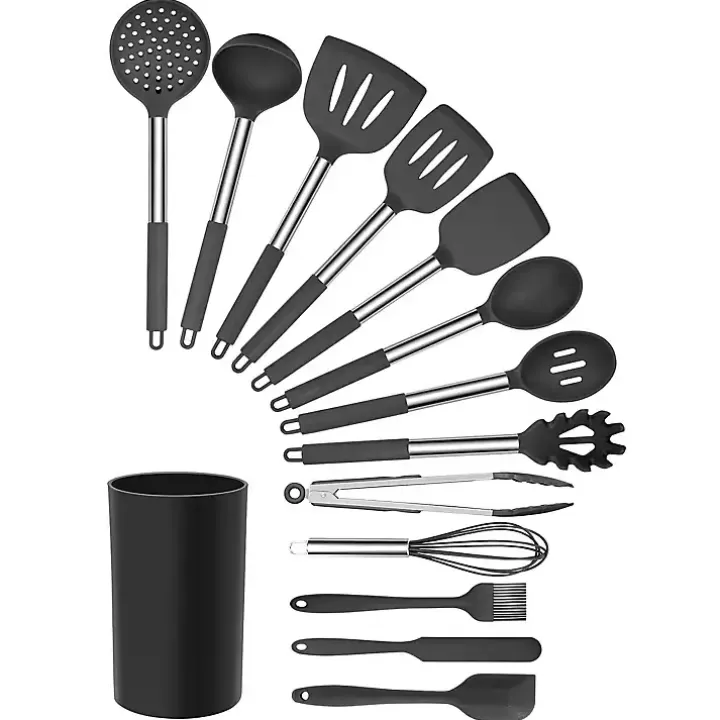 New 14-Pc. Silicone and Steel Utensil Set Kitchen Accessories