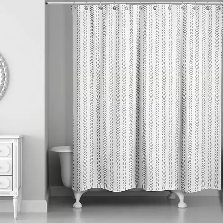 Online Gray Petal Lines Shower Curtain Shower Curtains