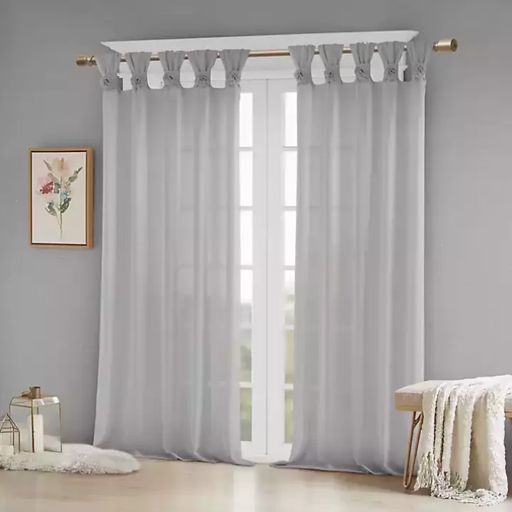 Sale Rosette Tab Top Curtain Panel, 63 in. Curtains & Drapes