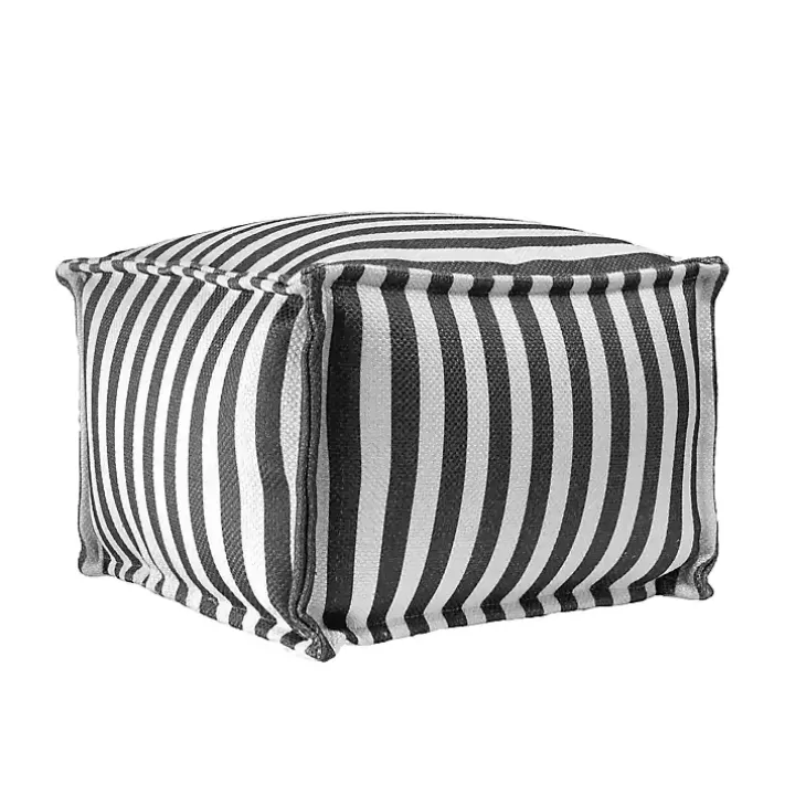 Discount Striped Outdoor Pouf Outdoor Cushions & Pillows